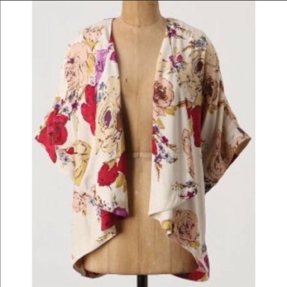 Anthropologie Sweaters - Anthropologie Odille Silk Floral Kimono